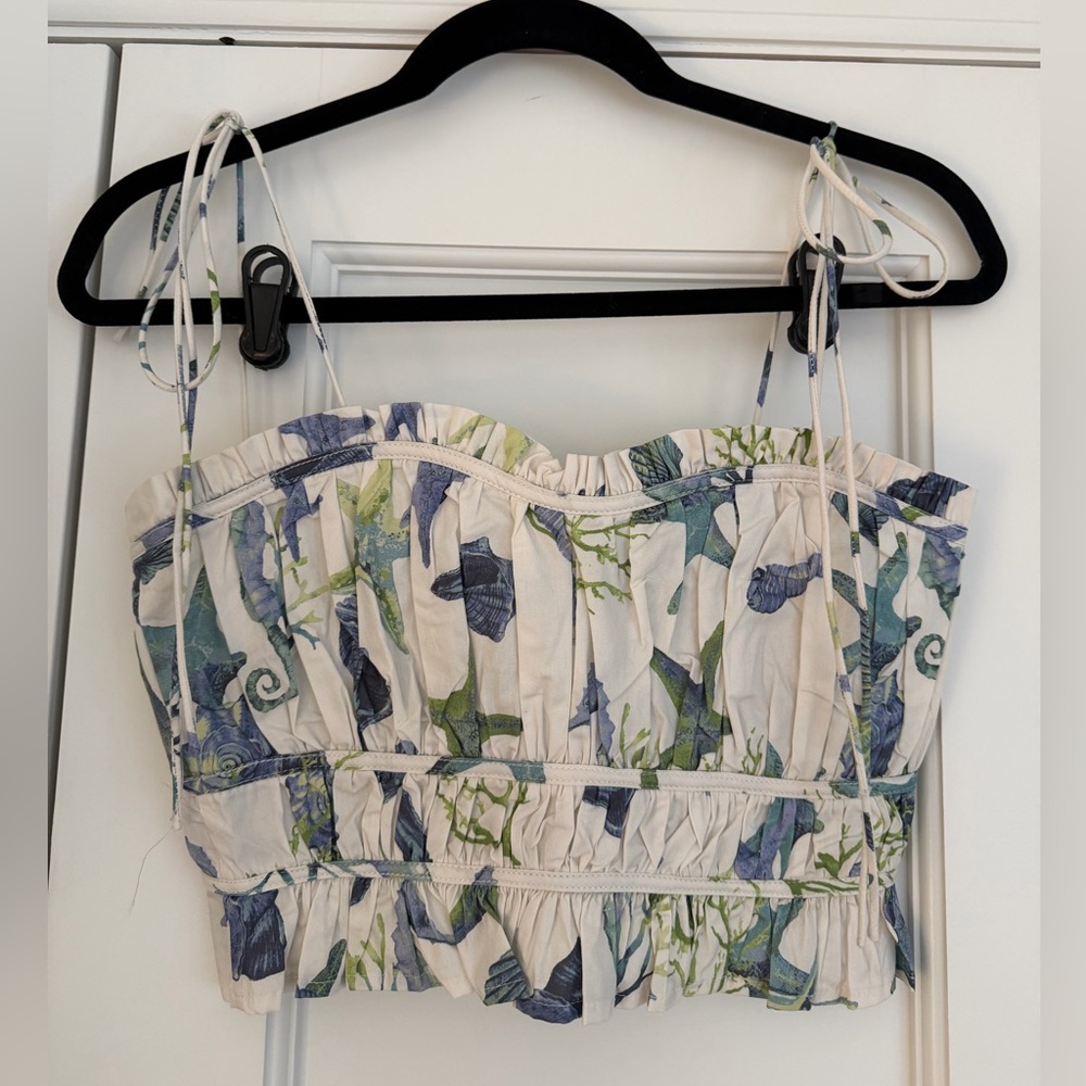 En Saison Midi Skirt & Top Ivory Blue Green (sold as set) - Picture 7 of 11
